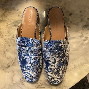 Bernardo  blue and white mules!
